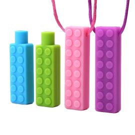 3Pack Sensory Chew Necklace Includes 1 Bonus Pencil Toppers for Autism, ADHD, Biting & Teething Boys and Girls