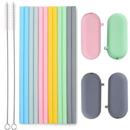 Silicone straw reusable straws for boba drinking straw set