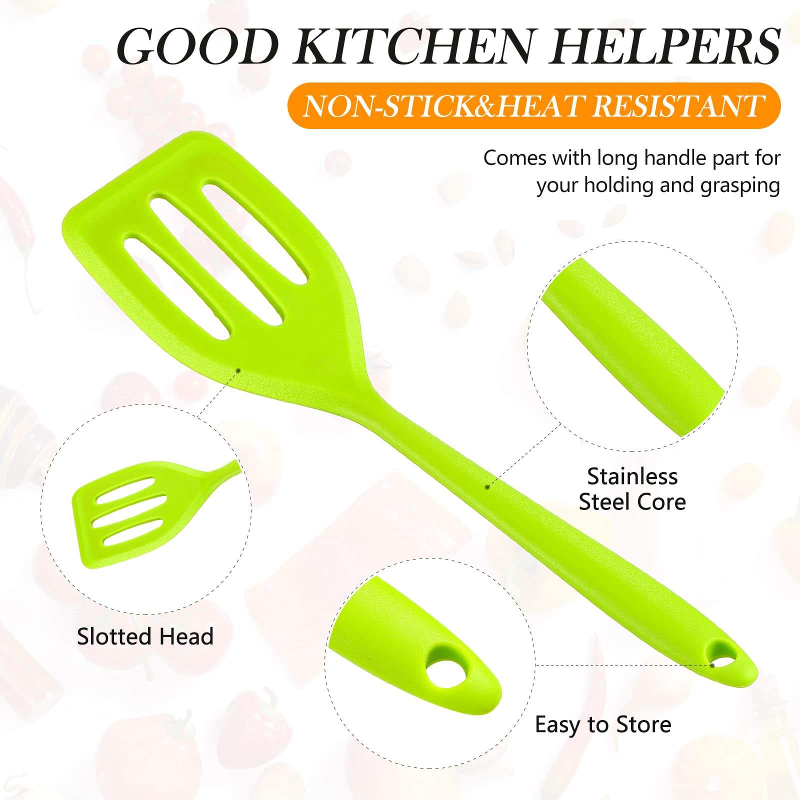 Small Silicone Turner High Heat Resistant Slotted Spatula Silicone