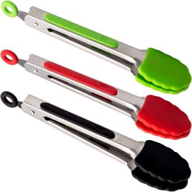 Stainless Steel Silicone Food Clip suitable for salad for Non-Stick Heat Resistant BBQ Grill