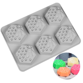 Soap Making Non-stick Silicone 6 Cavities 3D Honeycomb Mold