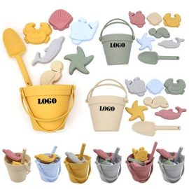 Eco Friendly Seaside Summer Kids Play Baby Silicone Beach Bucket Sand Toys Set
