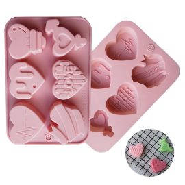 DIY 6 Cavity love jelly mousse chocolate cake aromatherapy candle soap mold