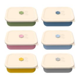 Reusable BPA Free Leakproof Four Compartment Food Container Storage Silicone Lunch Box Kids