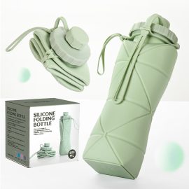 Silicon Bottle Water Cup Free Collapsible  600mL Gym Fitness Motivational Water Bottle Foldable Water Bottle