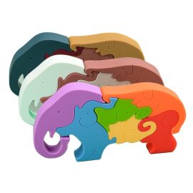 Silicone Animal Elephant Shape Puzzle Toy for Kids Toddlers Baby Teether Toys Stacking Nesting Sorting Blocks Educational