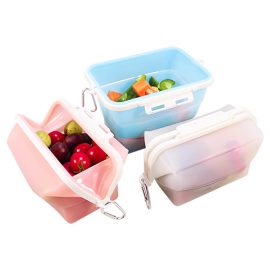 Silicone container custom food grade reusable standing folding foldable kitchen silicone fridge freezer fresh bag food storage container pouch bag