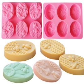 Silicone Soap Molds Oval Honeycomb Silicone Soap Making Molds Easy Release Oval 3D Bee Silicone Molds For Handmade Soap