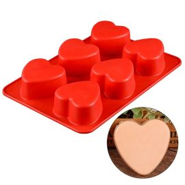Hot Sell 6 Cavity Heart Food Safe Dishwasher Microwave Freezer Safe Silicone Cake Chocolate Baking Mold