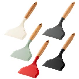 Hot Sale Silicone steak shovel Iron plate frying shovel Wide mouthed pizza shovel With wooden handle